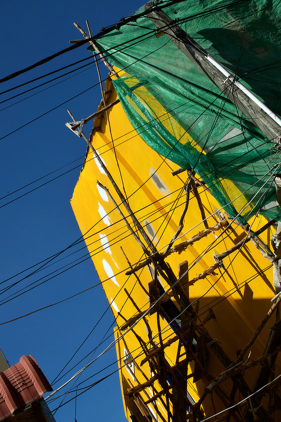 Travaux de façade dans la ville de Kampot